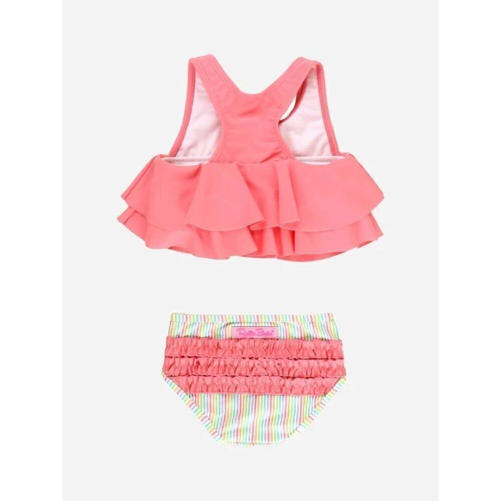 Girl's Ruffle Butts Safari 3 Piece set Flounce Bikini + Swim Hat 6-12 Months